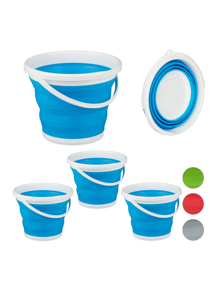 relaxdays 4x Falteimer in Blau - 10 l günstig kaufen onesize