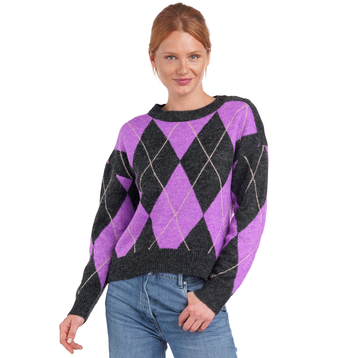 Damen Strickpullover mit Rauten-Allover