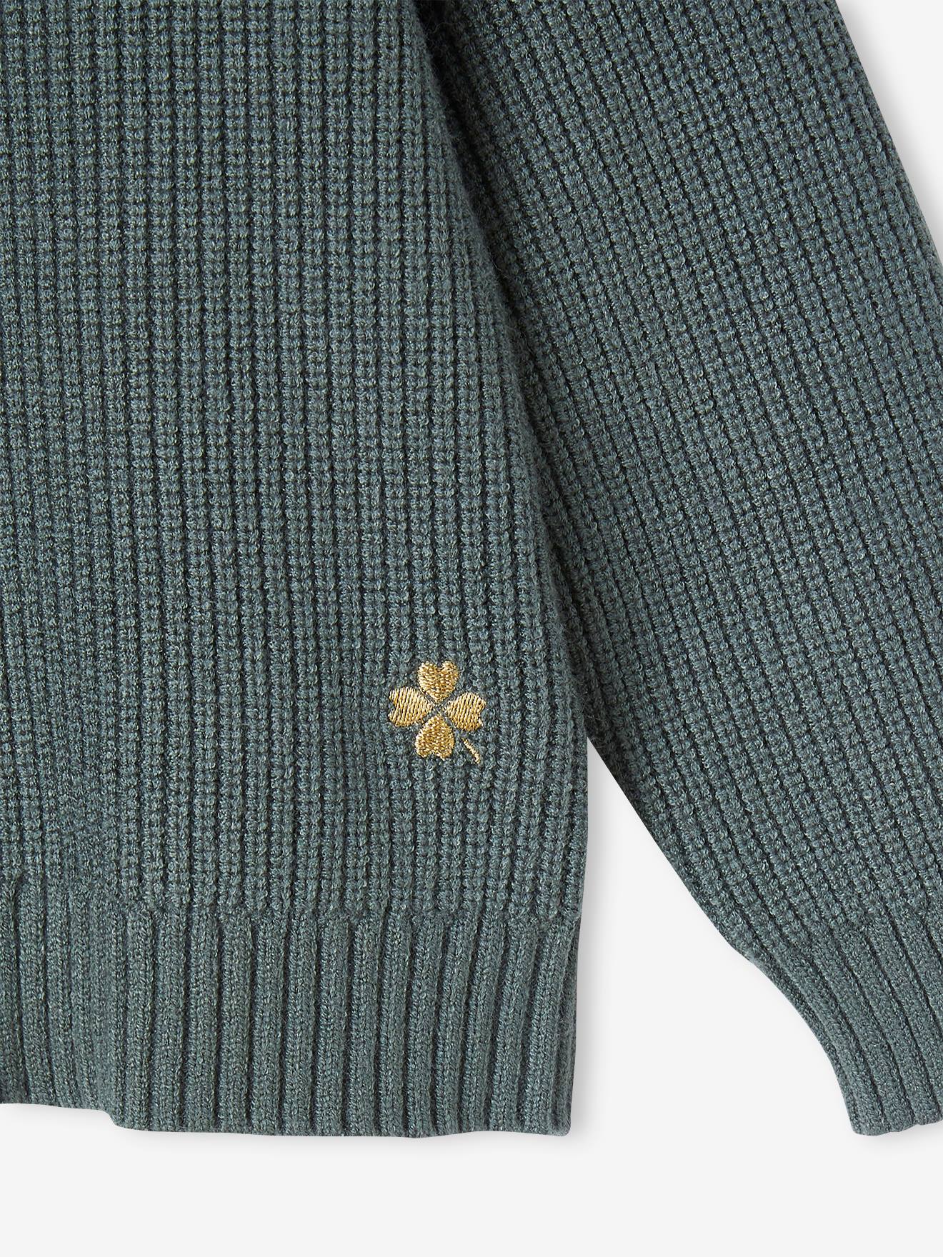 Pull manches volantées fille rayé marron