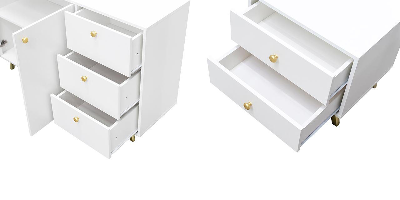 Mirjan24 Schlafzimmer-Set Siena, (2er-Set, Kommode, Nachttisch), Aluminiumgriffe in der Farbe Gold