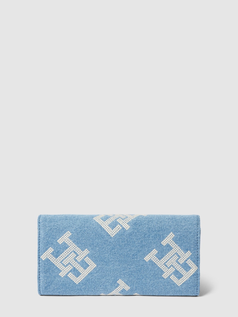 Portemonnaie mit Logo-Stickereien Modell 'ICONIC' in jeans
