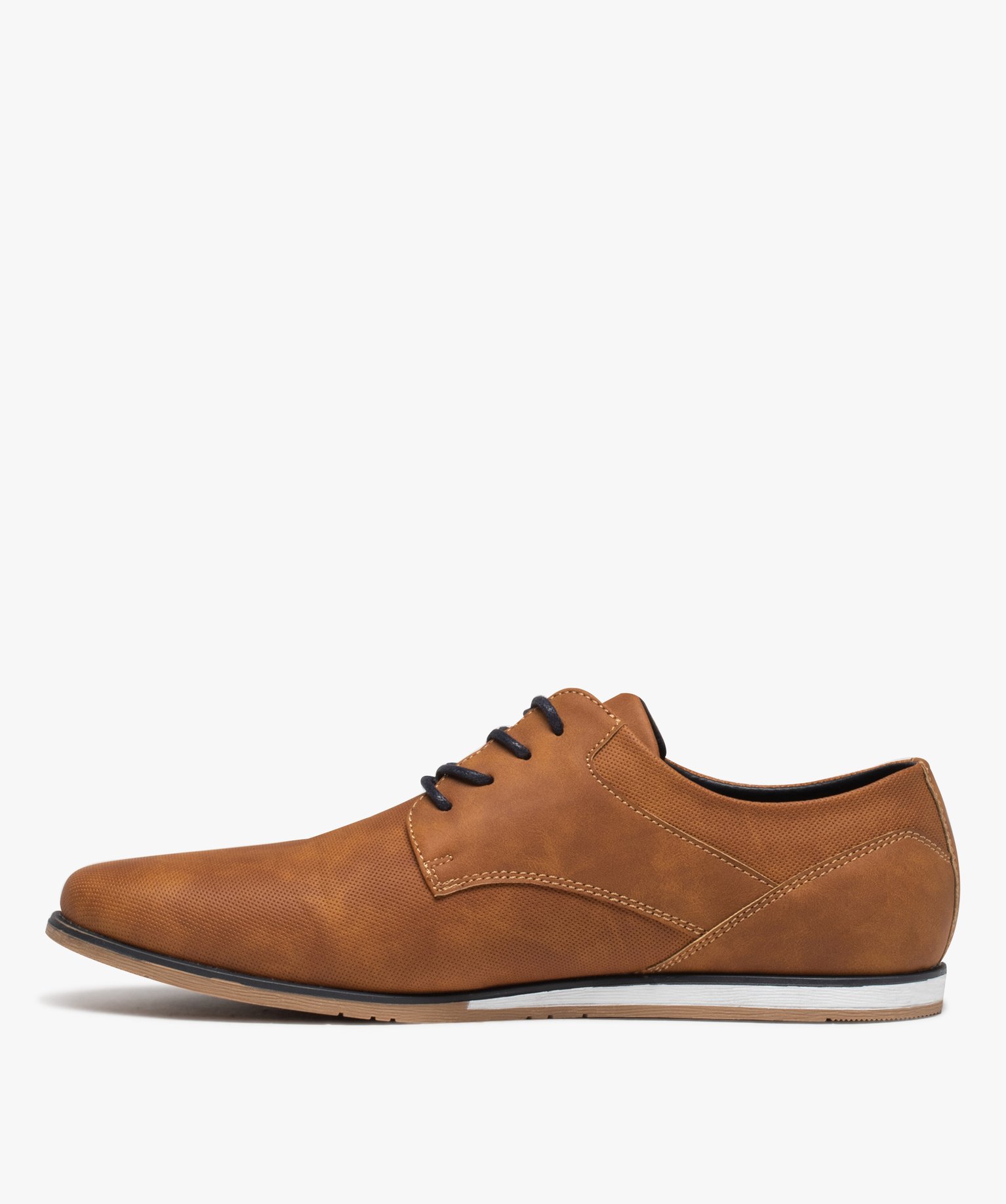 Derbies homme unis à semelle contrastée marron | GEMO