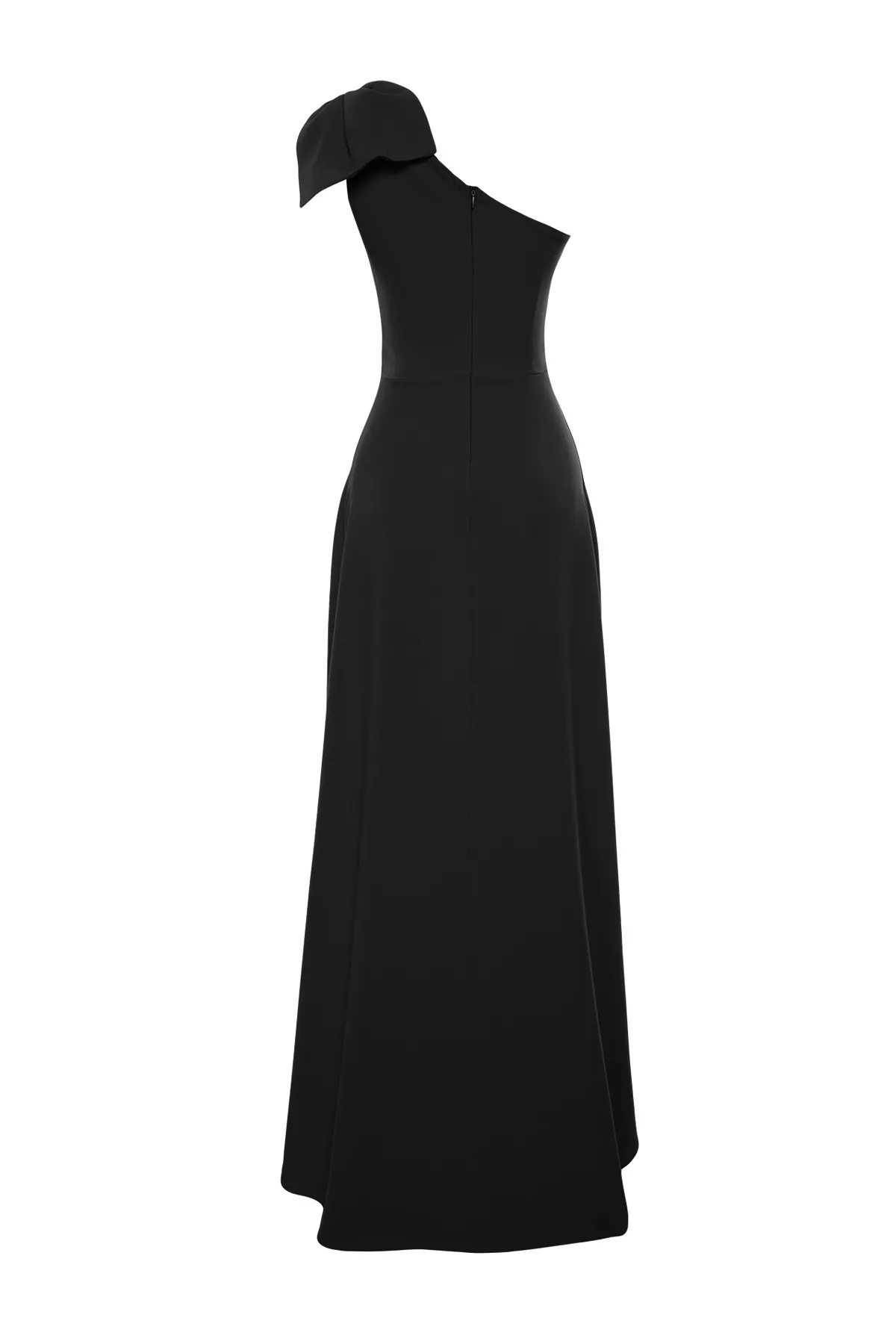 Trendyol Collection  Schwarzes, gewebtes Abend- und Homecoming-Kleid mit Schleife und einem Ärmel TPRSS24AE00163