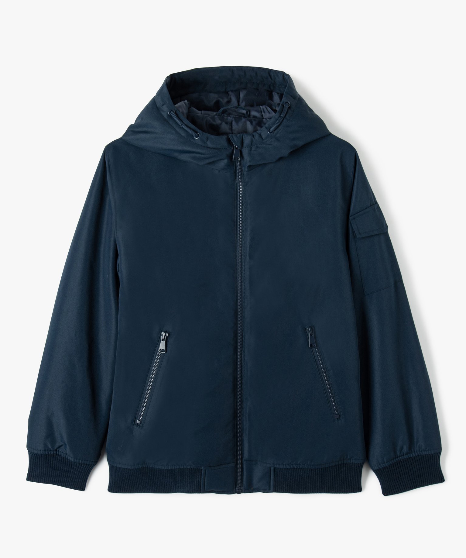 Blouson matelassé déperlant avec capuche Garçon marine | GEMO