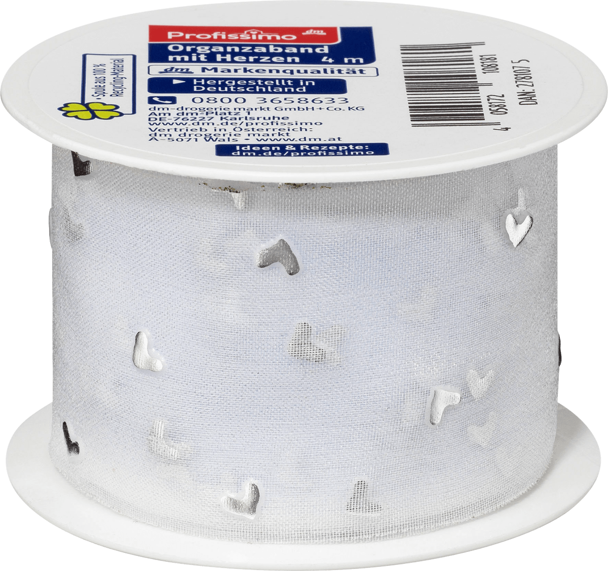 Profissimo Band Herz silber Organza, 4 m