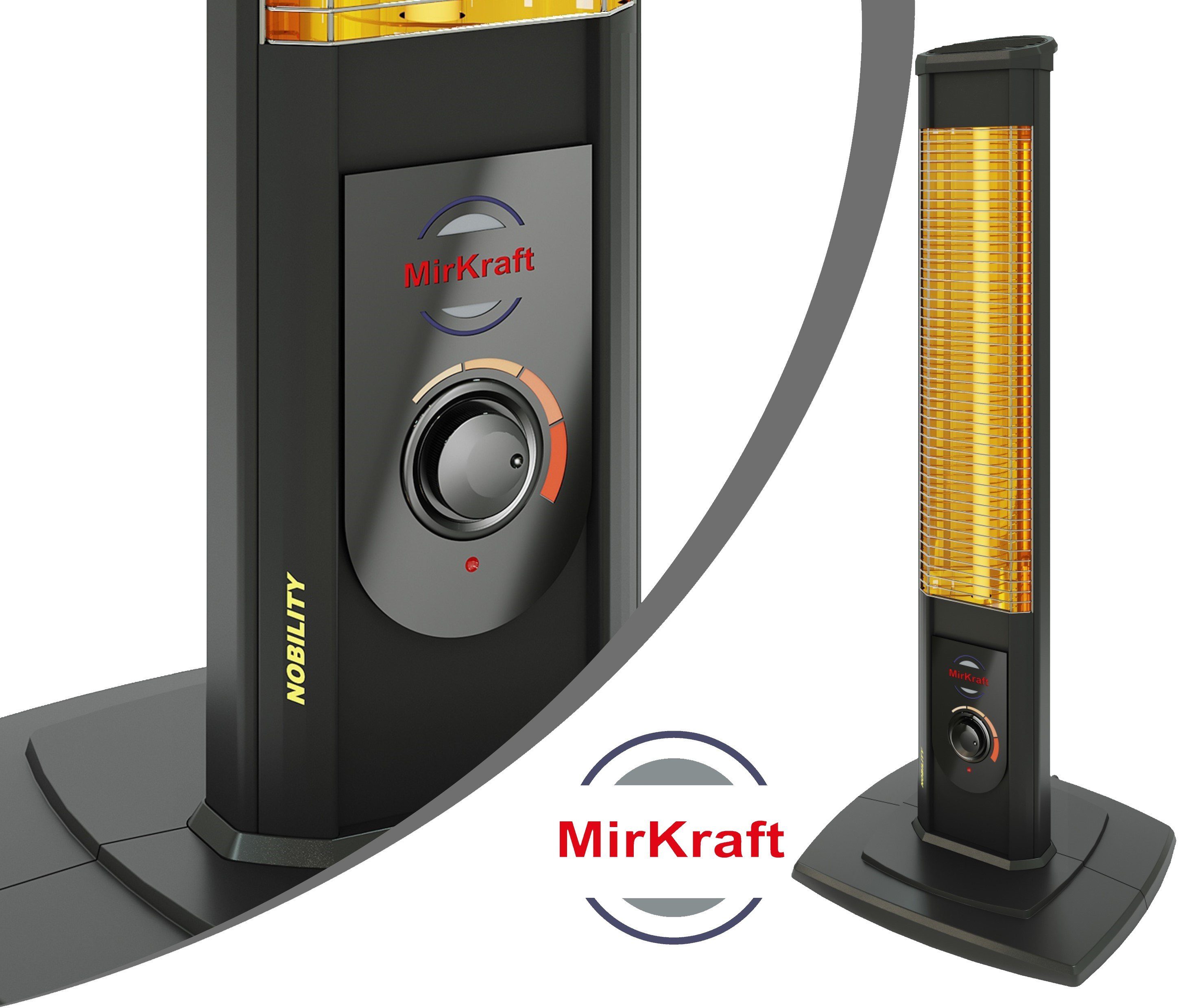 MirKraft Heizstrahler Nobility Standheizstrahler 2500 W Terrassenstrahler infrarot heizstrahler terrasse heizgerät, heizstrahler terrasse,heizstrahler elektrisch, Carbon Infrarotstrahler,Zeltheizer, Sofortwärme für einen Bereich von ca. 35 m²