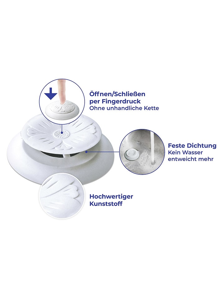 Wenko 2er-Set: Abflussstöpsel in Weiß - (H)2,3 x Ø 6,5 cm günstig kaufen onesize
