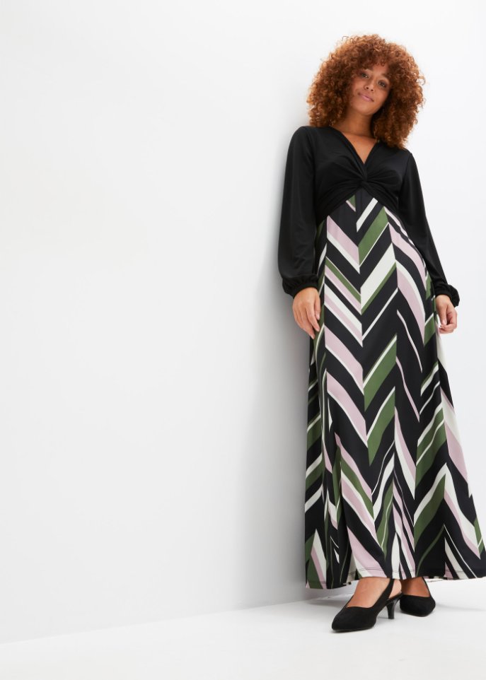 Maxikleid mit bedrucktem Rock aus recyceltem Polyester