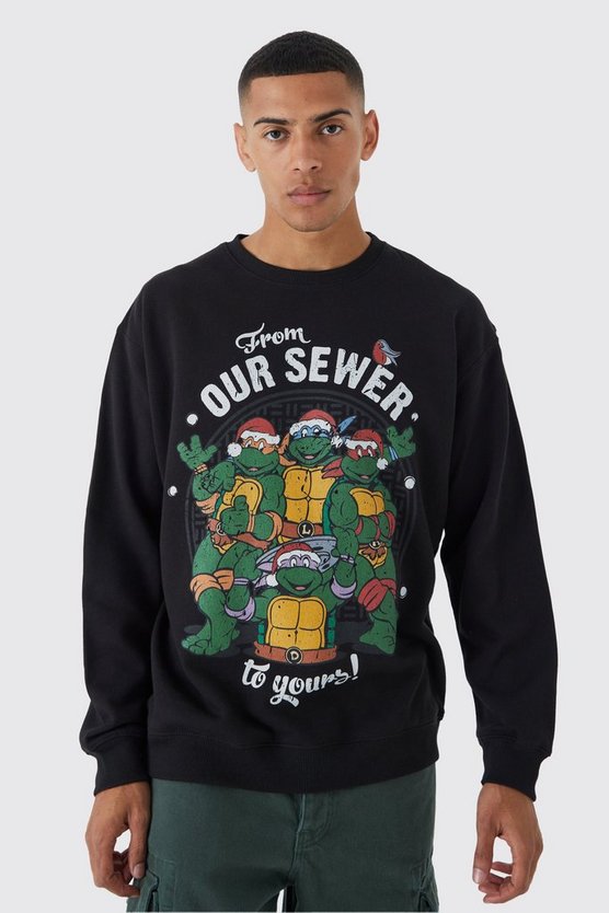 Oversized Christmas TMNT License Sweatshirt