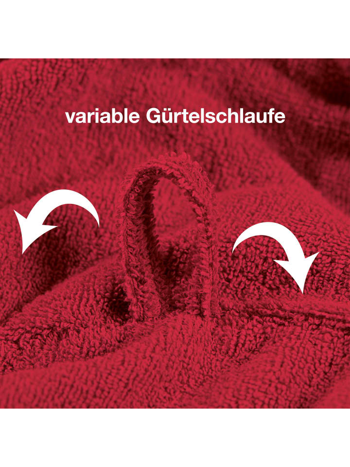 REDBEST Frottier Unisex-Bademantel mit Kapuze Chicago in rot günstig kaufen