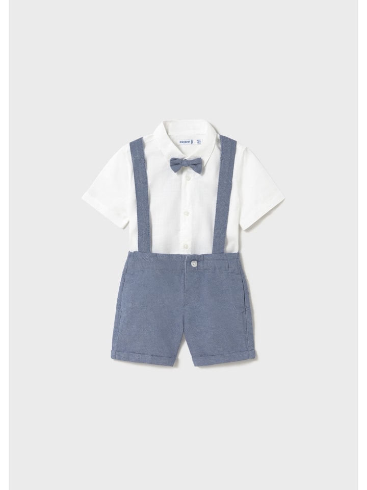 Mayoral Sommerset Hemd mit Fliege & Bermuda in blau günstig kaufen