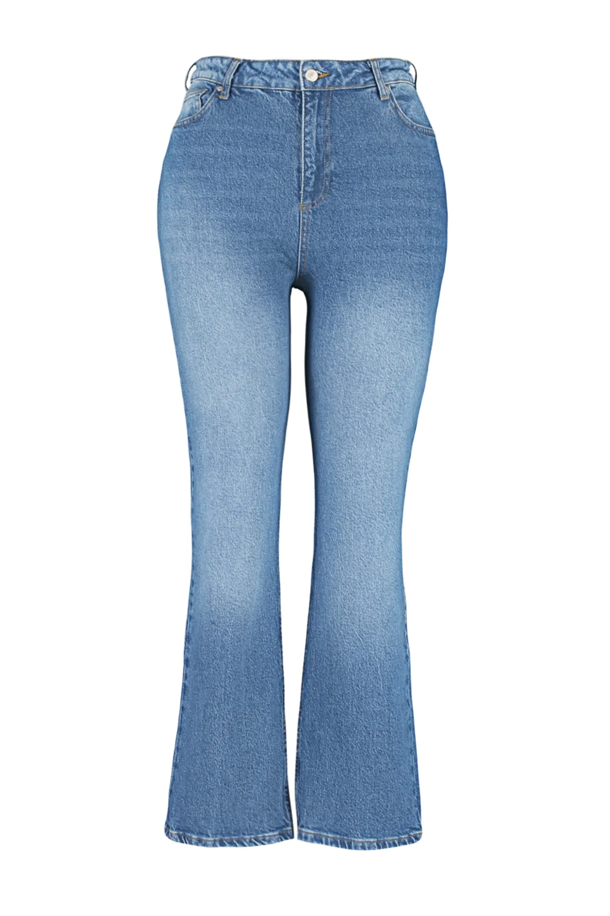 Trendyol Curve  Dunkelblaue Straight-Fit-Jeans TBBAW24CJ00045