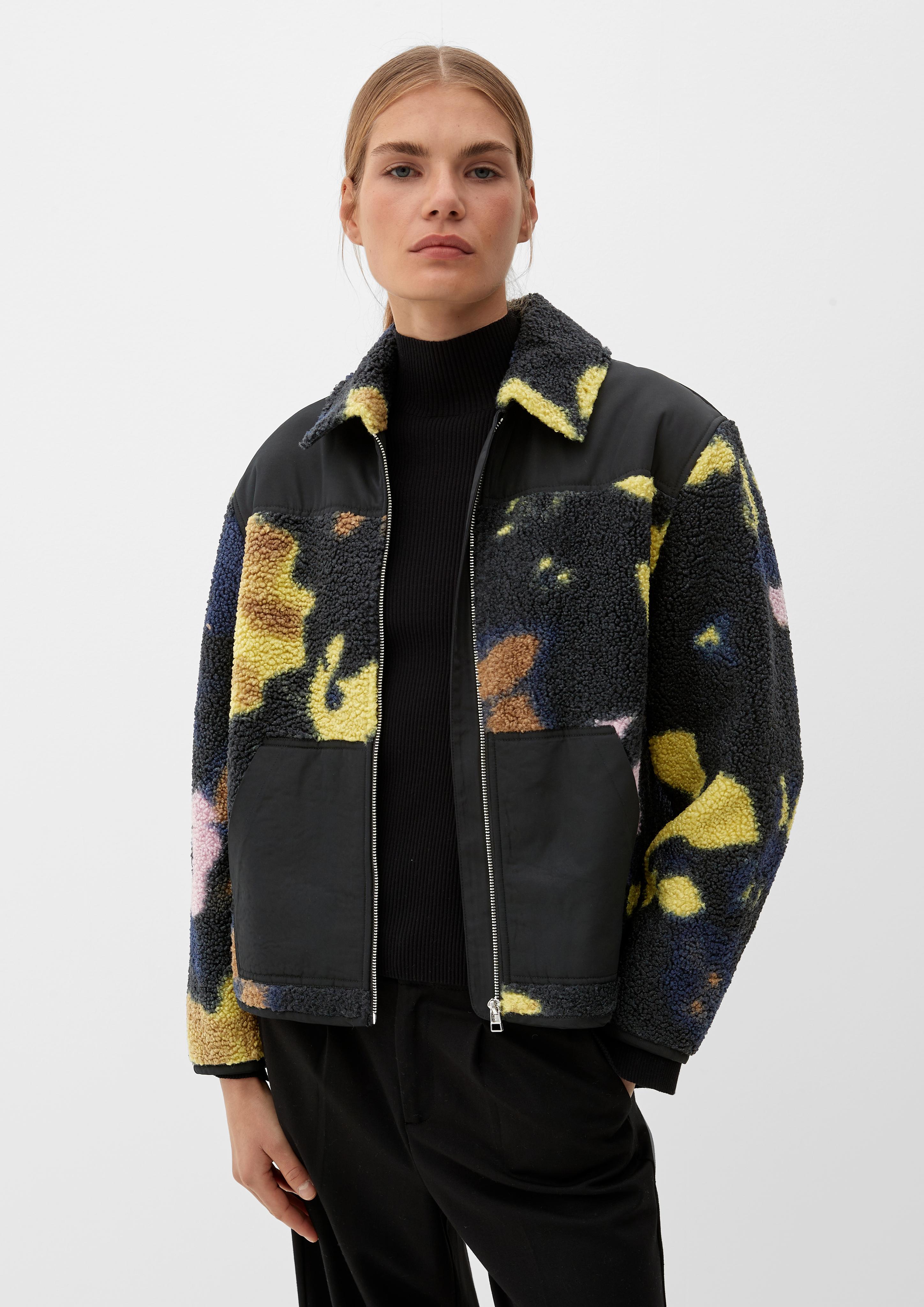 Teddyfell-Jacke mit Allover-Print  2121339-99A4