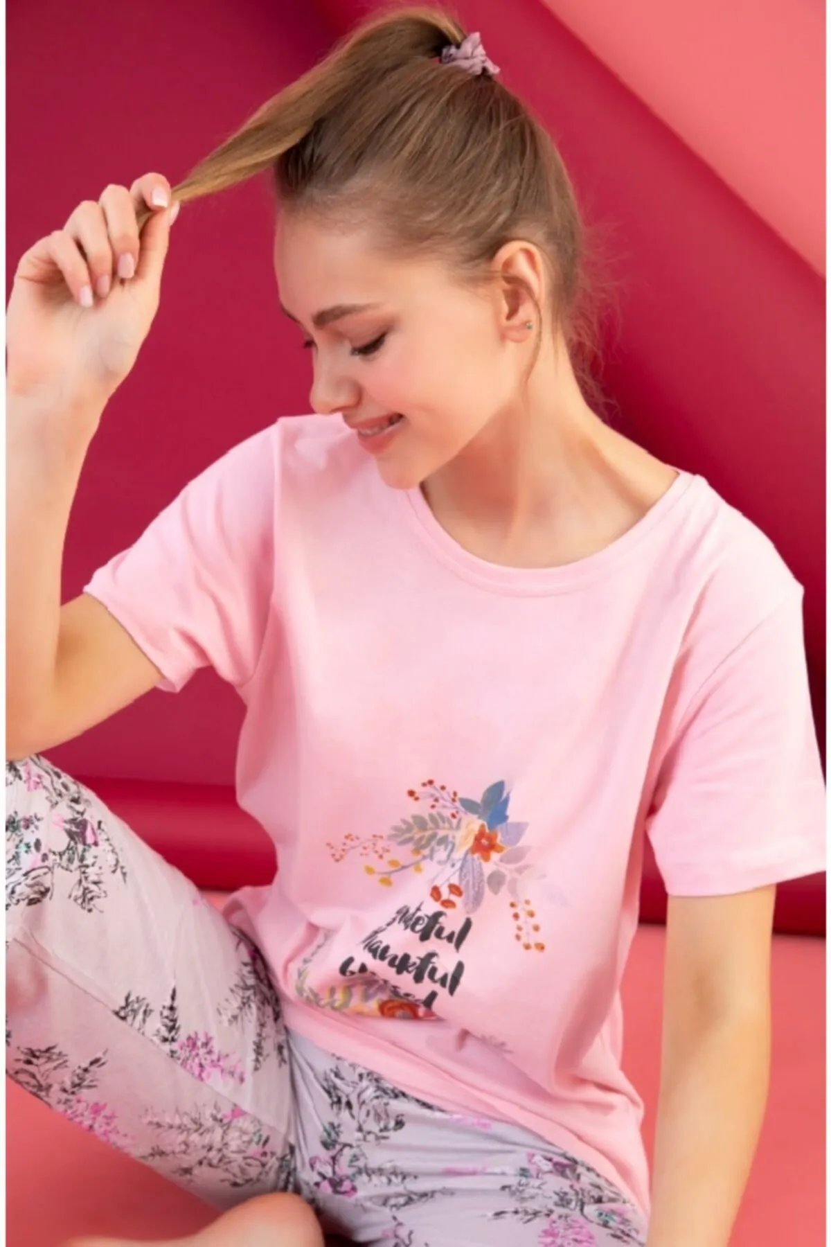 STRAWBERRY  BEDRUCKTES PYJAMA-SET AUS BAUMWOLLE