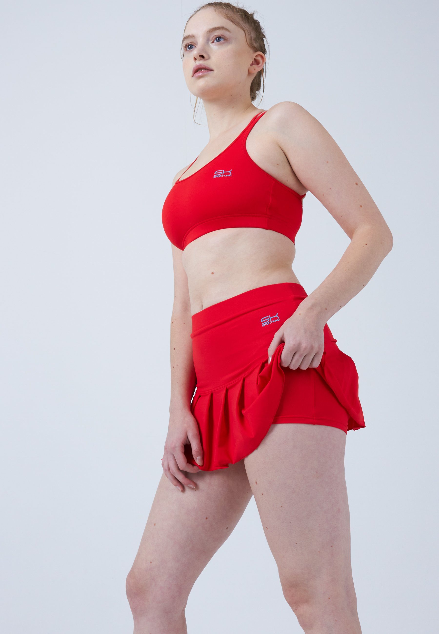 SPORTKIND Tennisrock Falten Tennis Skort Mädchen & Damen rot