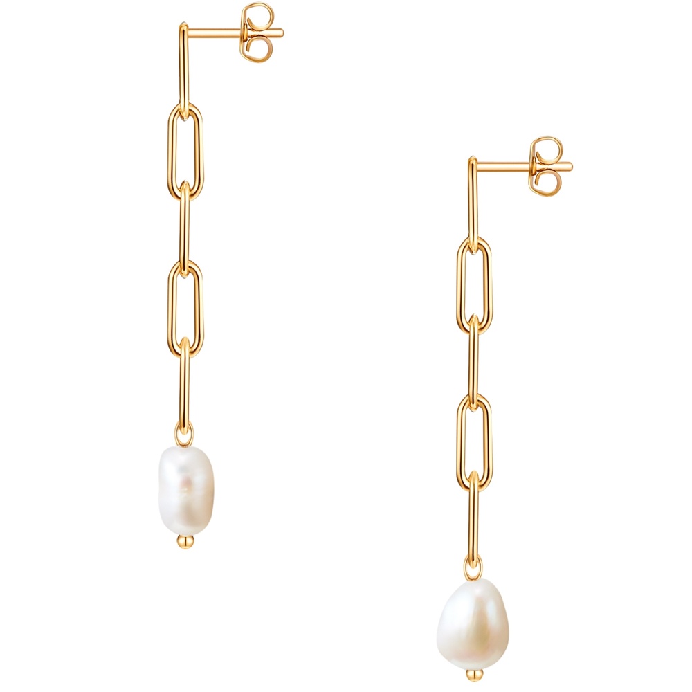 Valero Pearls Boucles doreilles en acier inoxydable Acier inoxydable Perle de culture d'eau dou Boucles d'oreilles