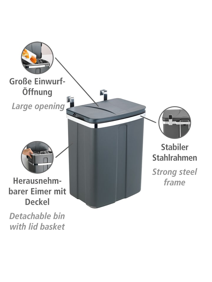 Wenko Tür-Abfalleimer, 12 Liter in Grau günstig kaufen onesize