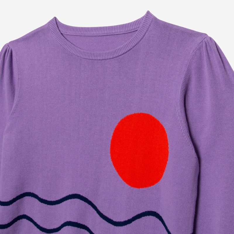 Pull fille tricot esprit marinière violet Catimini