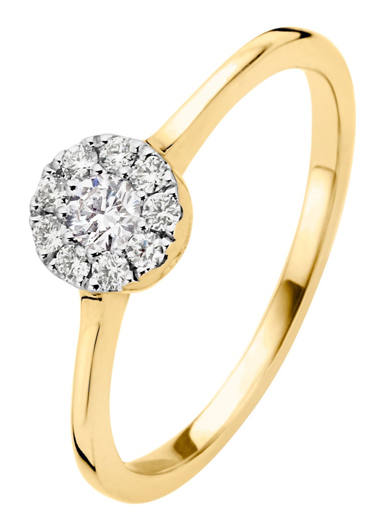 Inel din aur Diamond Point, diamant de 0.20 ct, motiv cu inimioare și săgeți.