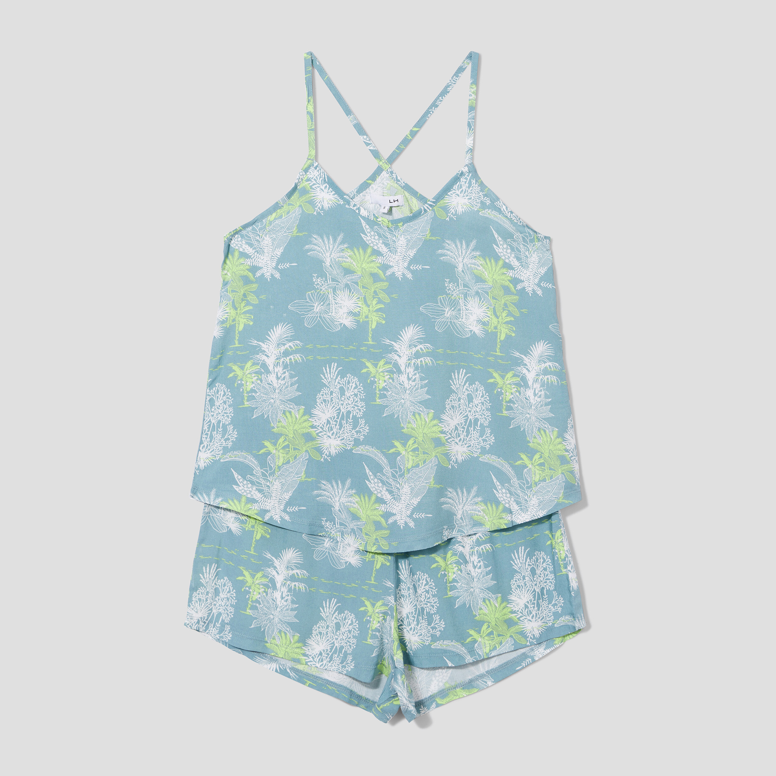 Ensemble pyjama short 2 pièces bleu gris femme | La Halle
