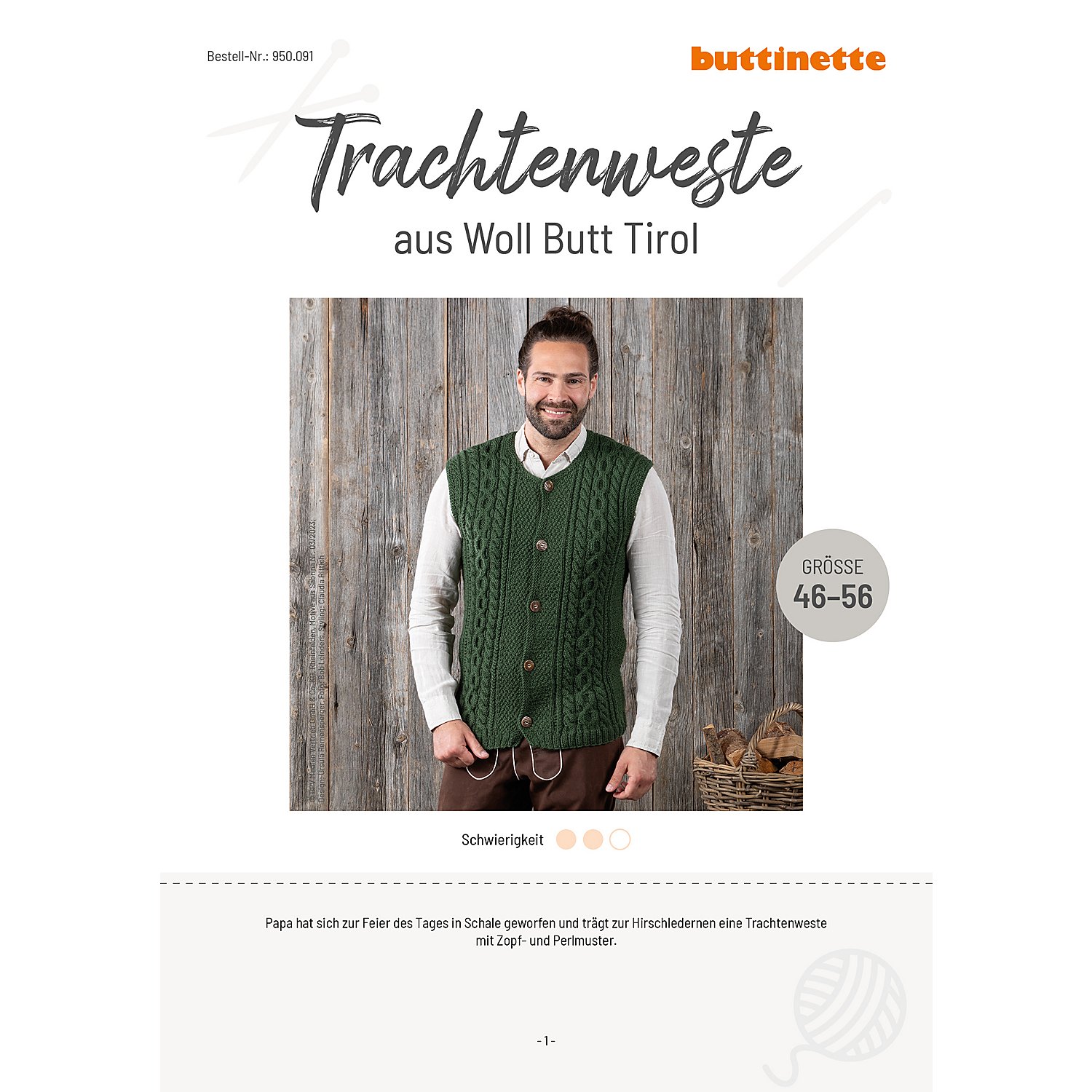 Strickanleitung – Trachtenweste aus Woll Butt Tirol