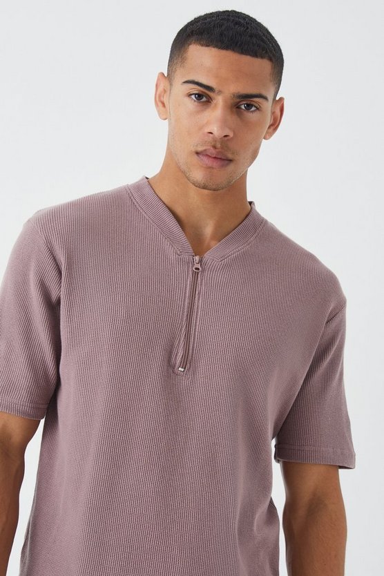 Slim-Fit Poloshirt in Waffeloptik