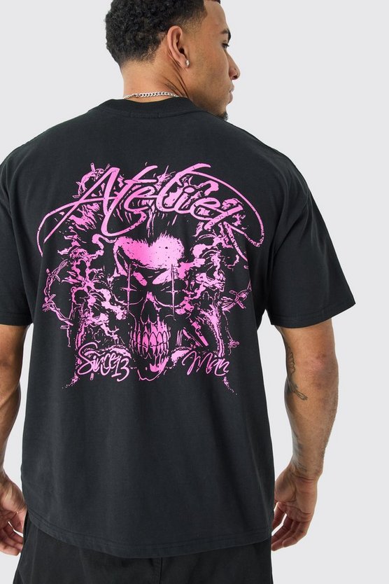 Oversize T-Shirt mit Totenkopf-Print