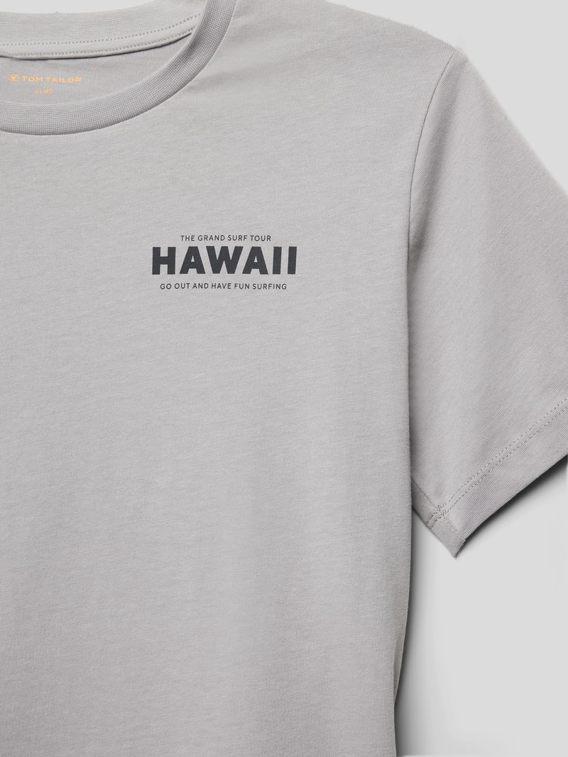 T-Shirt mit Statement-Print in hellgrau