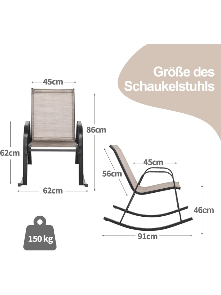 COSTWAY 2er Set Schaukelstühle in Braun günstig kaufen onesize