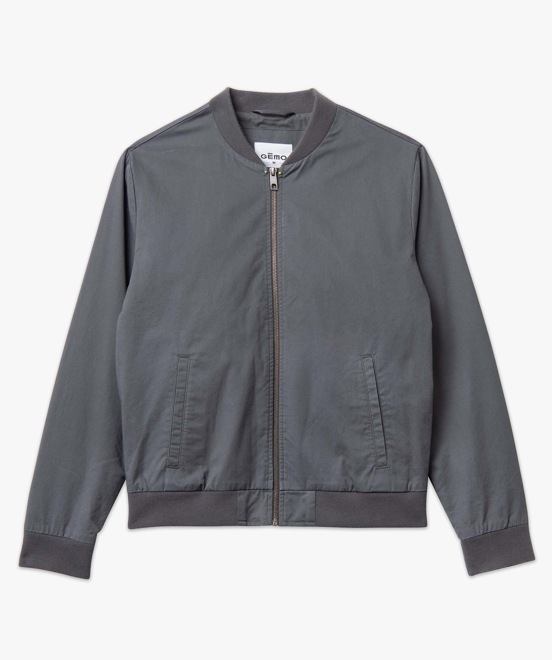 Blouson homme zippé en toile de coton gris | GEMO