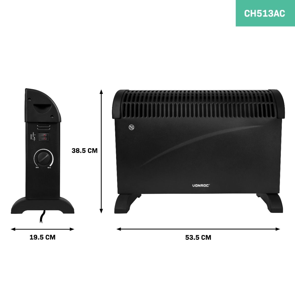 VONROC 2000 Watt Konvektor Heizung