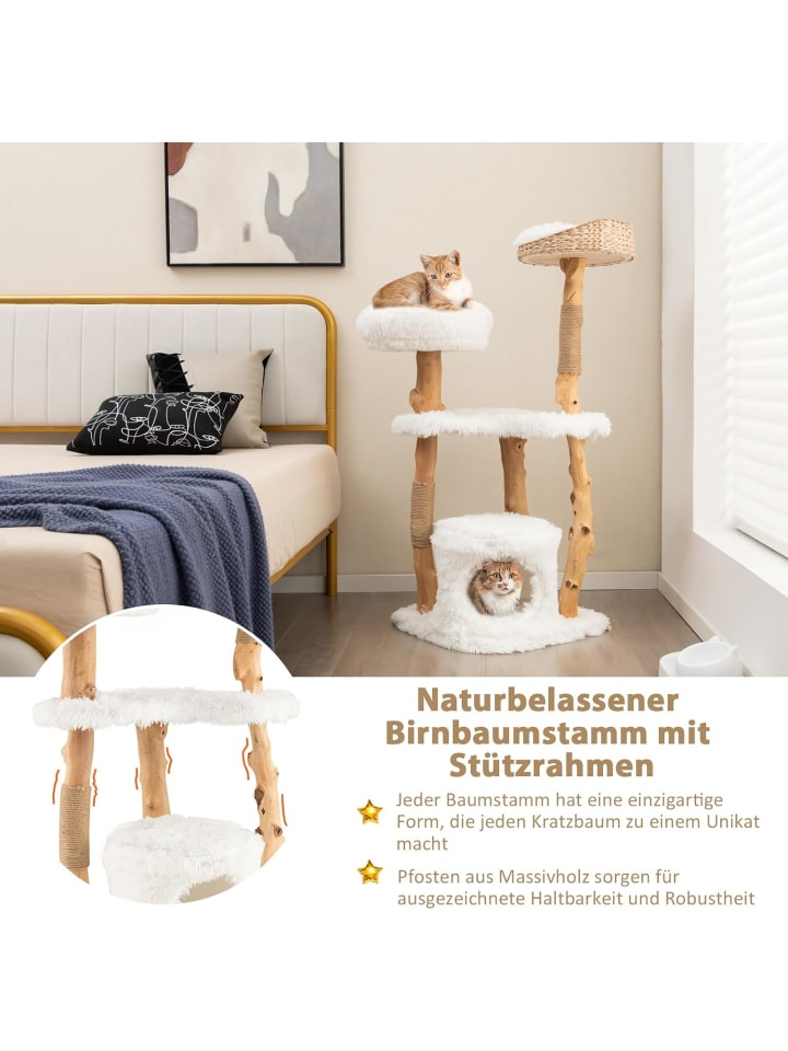 COSTWAY 124cm Kratzbaum in Weiß günstig kaufen onesize
