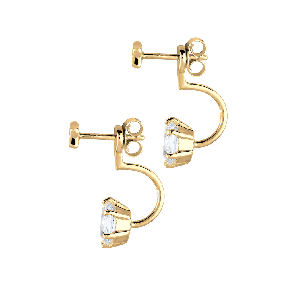 Elli Elli Boucles d'Oreilles Front-Back Sterne Kristalle 925 Silber Boucles d'oreilles