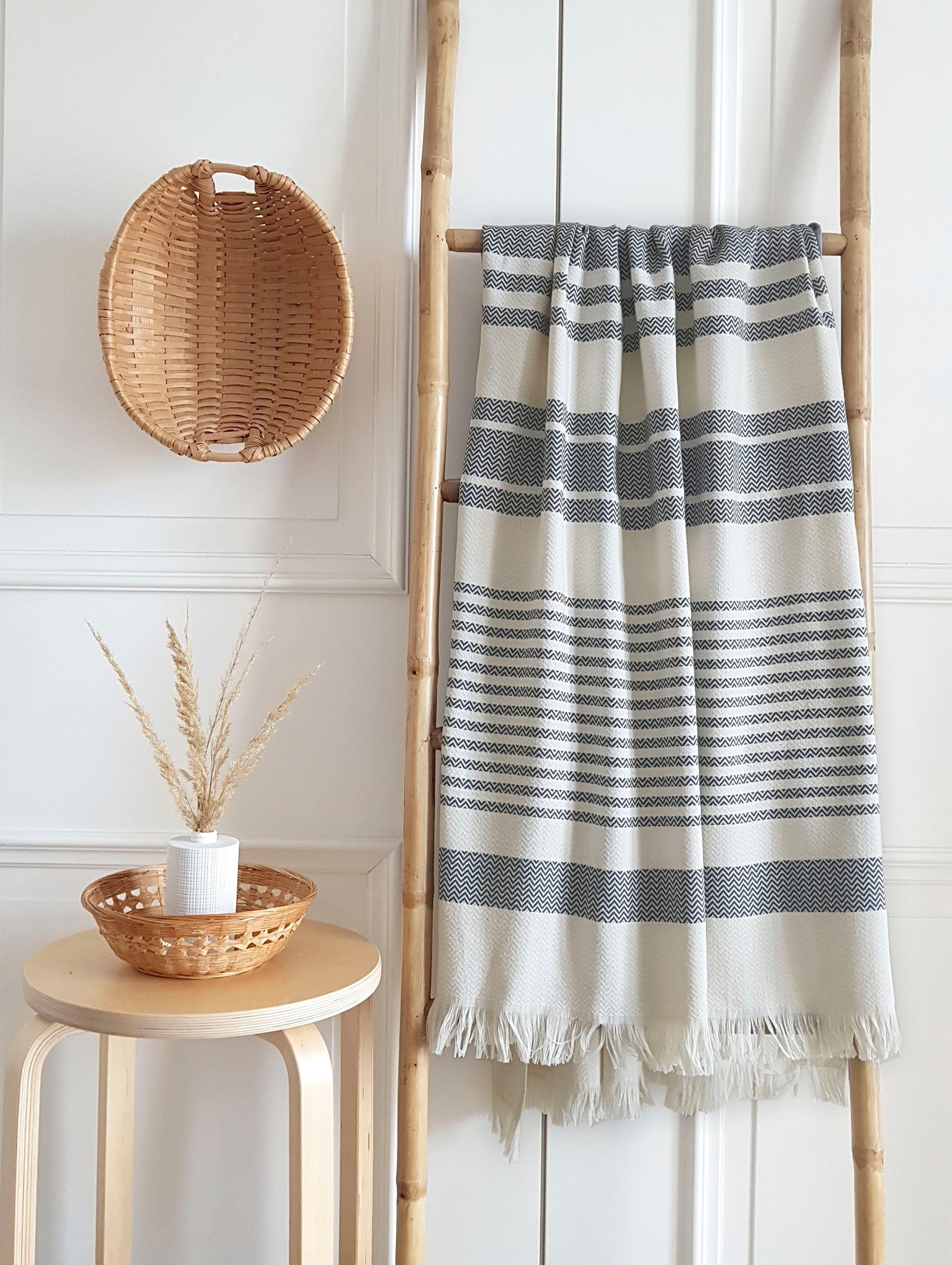 framsohn frottier Hamamtuch Boho Living, Hamam Frottier (1-St), 100x180 cm, gestreift & mit Fransen, ideal als Strandtuch, Saunatuch