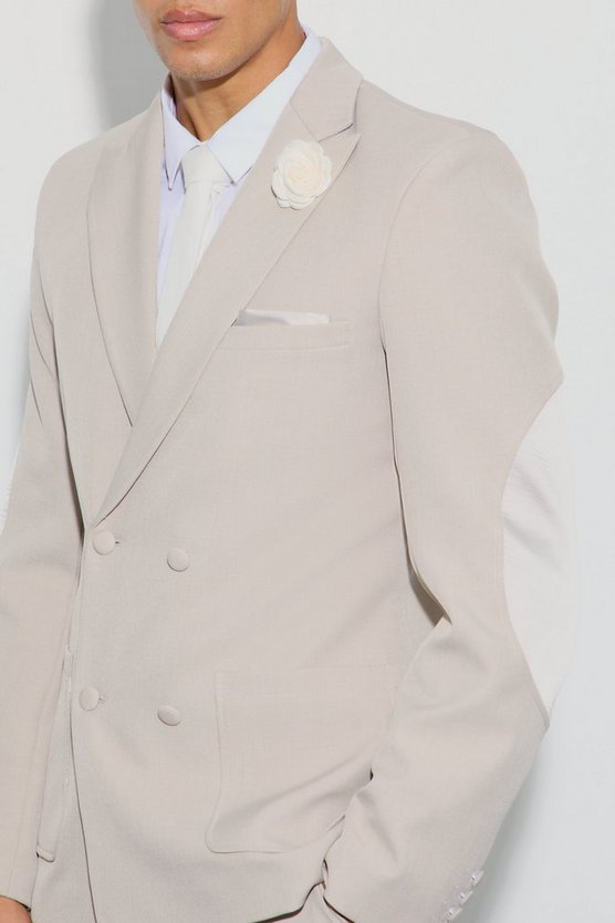 Strukturierter zweireihiger Blazer mit Aufnähern
