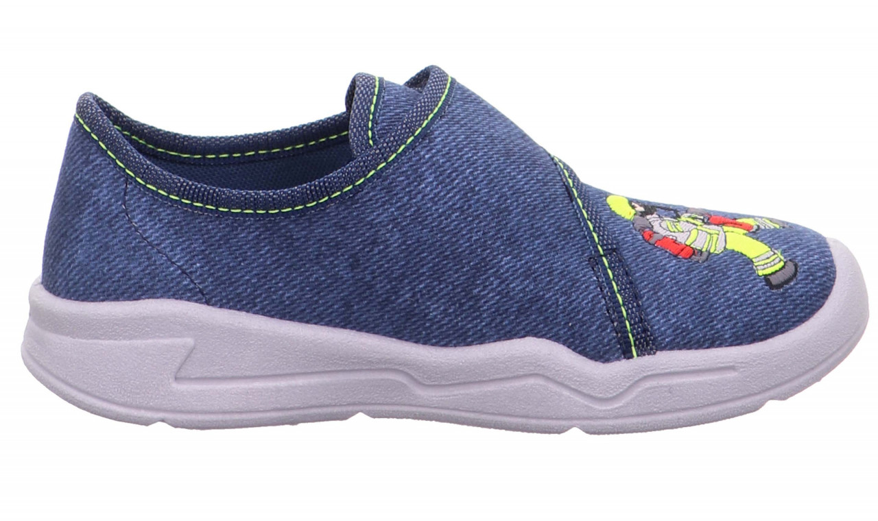 BENNY - BlauHausschuh mit Klettverschluss