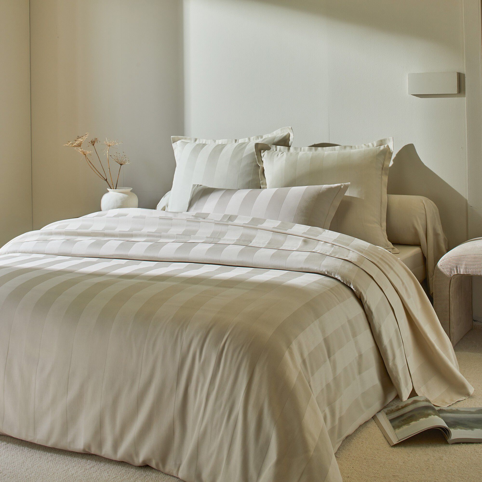 Linge de lit satin rayé