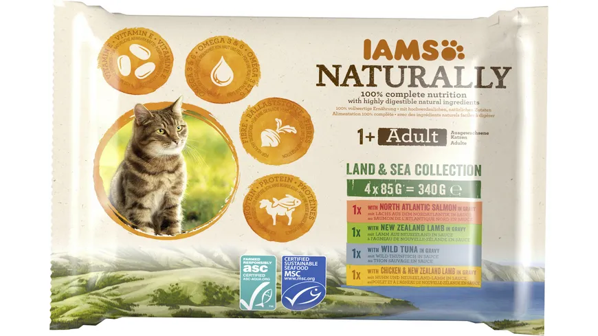 IAMS Naturally Katzennassfutter Adult Land & See Collection 340 g