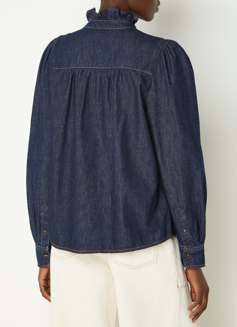 ba&sh Milac chambray tunic with ruffle collar