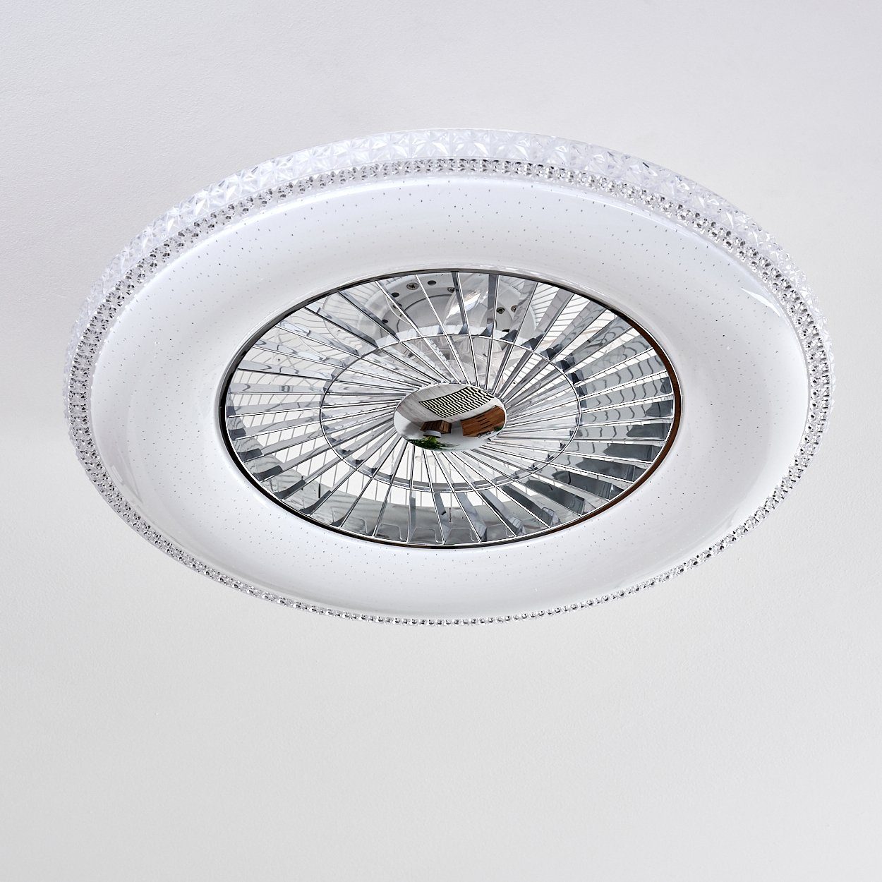hofstein Deckenventilator Vaprio LED Deckenventilator in Weiß/Chorm