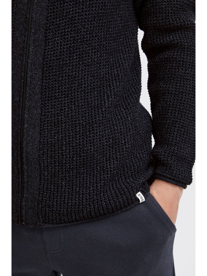 !SOLID Strickjacke SDKotcha 21301070-ME  Melierte Strickjacke mit Rollkanten in Schwarz günstig kaufen