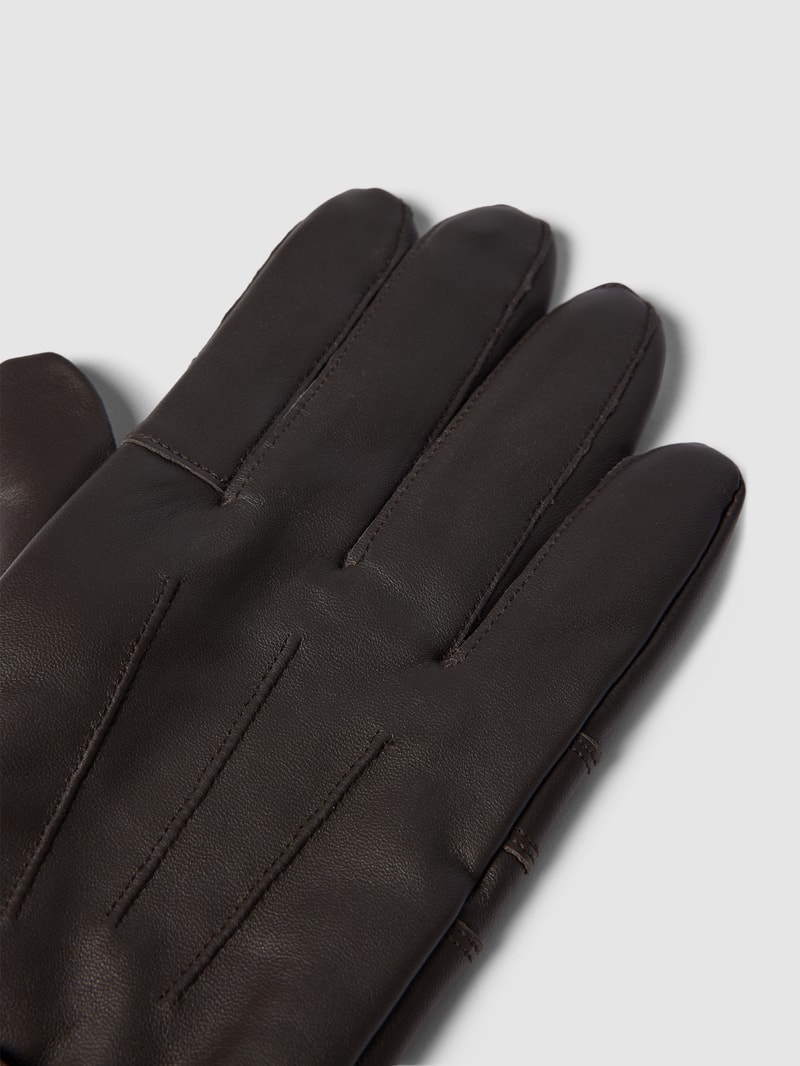 Lederhandschuhe mit verstellbarem Riegel Modell 'Burnished' in dunkelbraun