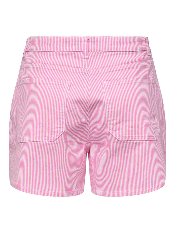 ONLY Gestreifte Bermuda Shorts mit Taschen in Pink günstig kaufen