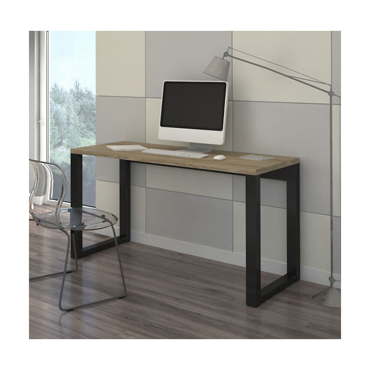 Schreibtisch Bürotisch Maro 135x65x75cm schwarz Artisan Eiche