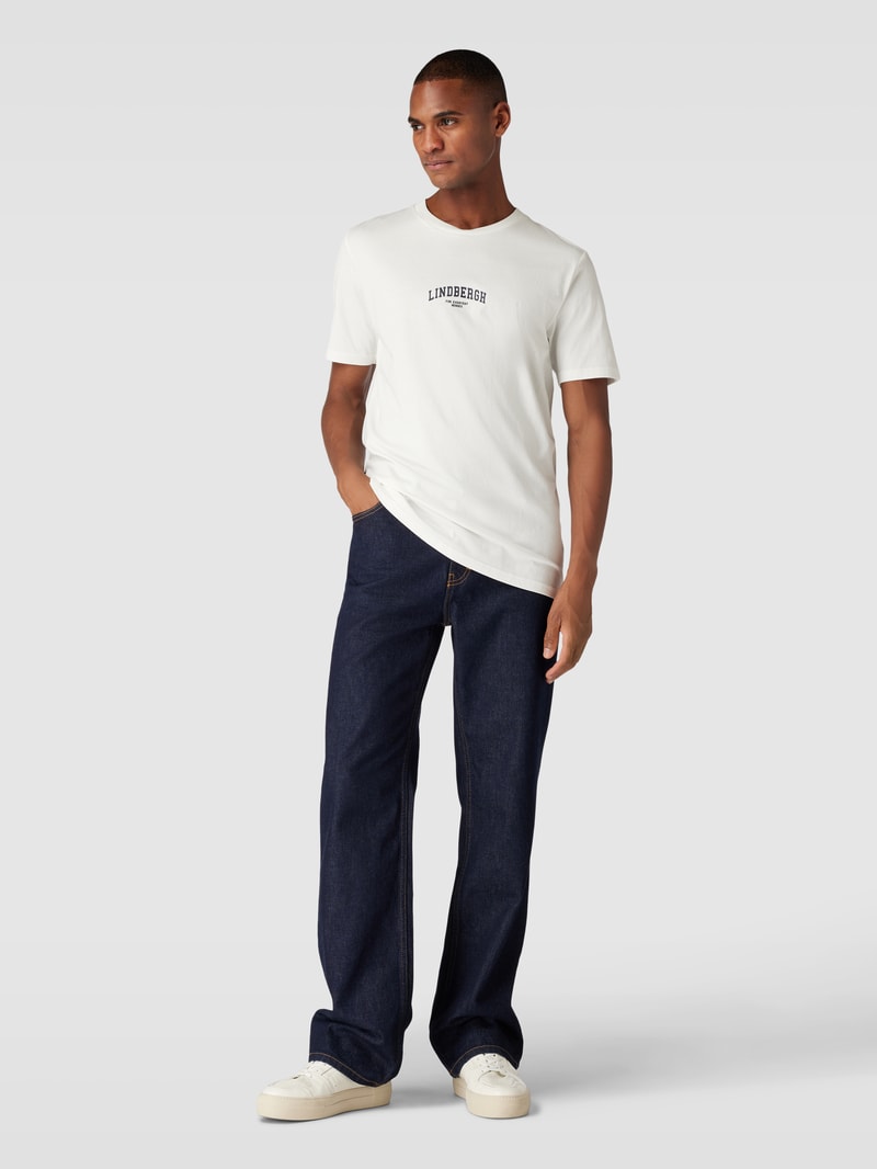T-Shirt mit Label-Print und Rundhalsausschnitt in offwhite