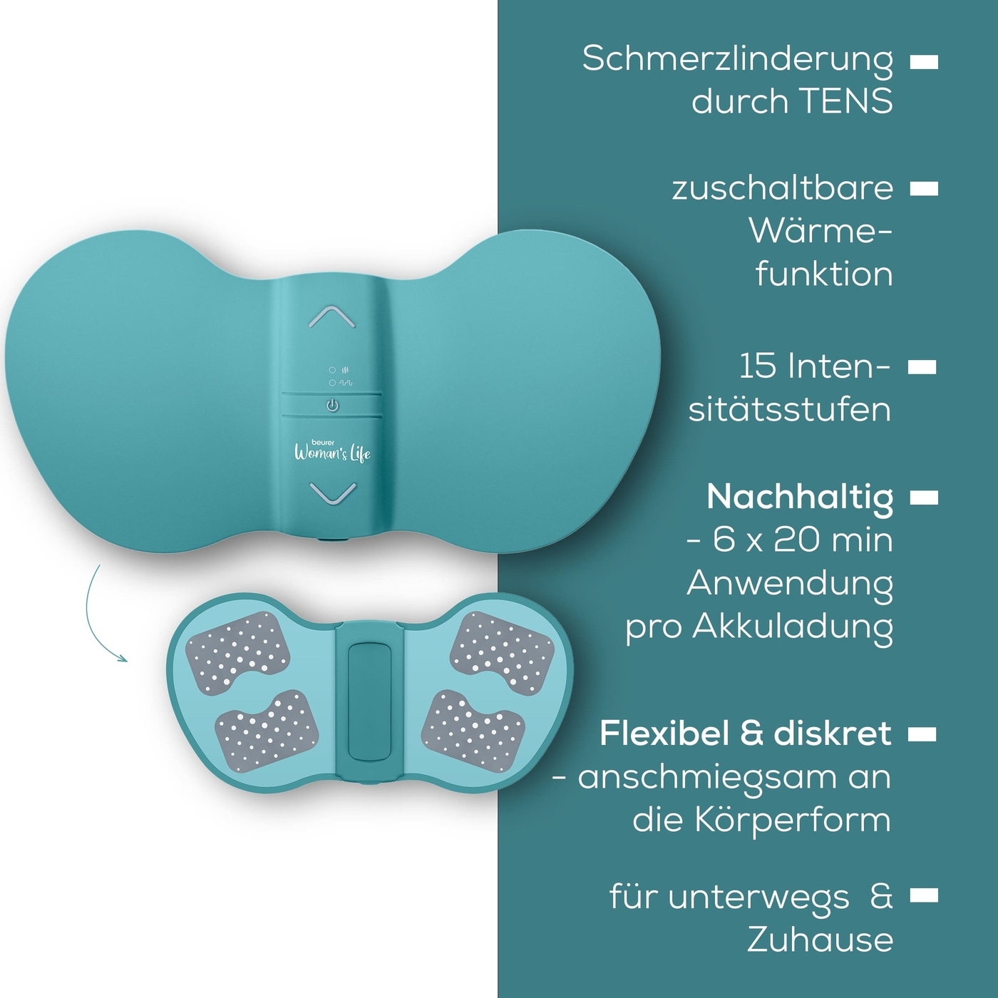 Beurer EM 55 Menstrual Relax+-Menstrual Relax+ zur Linderung von Menstruationsschmerzen mit TENS und Wärme