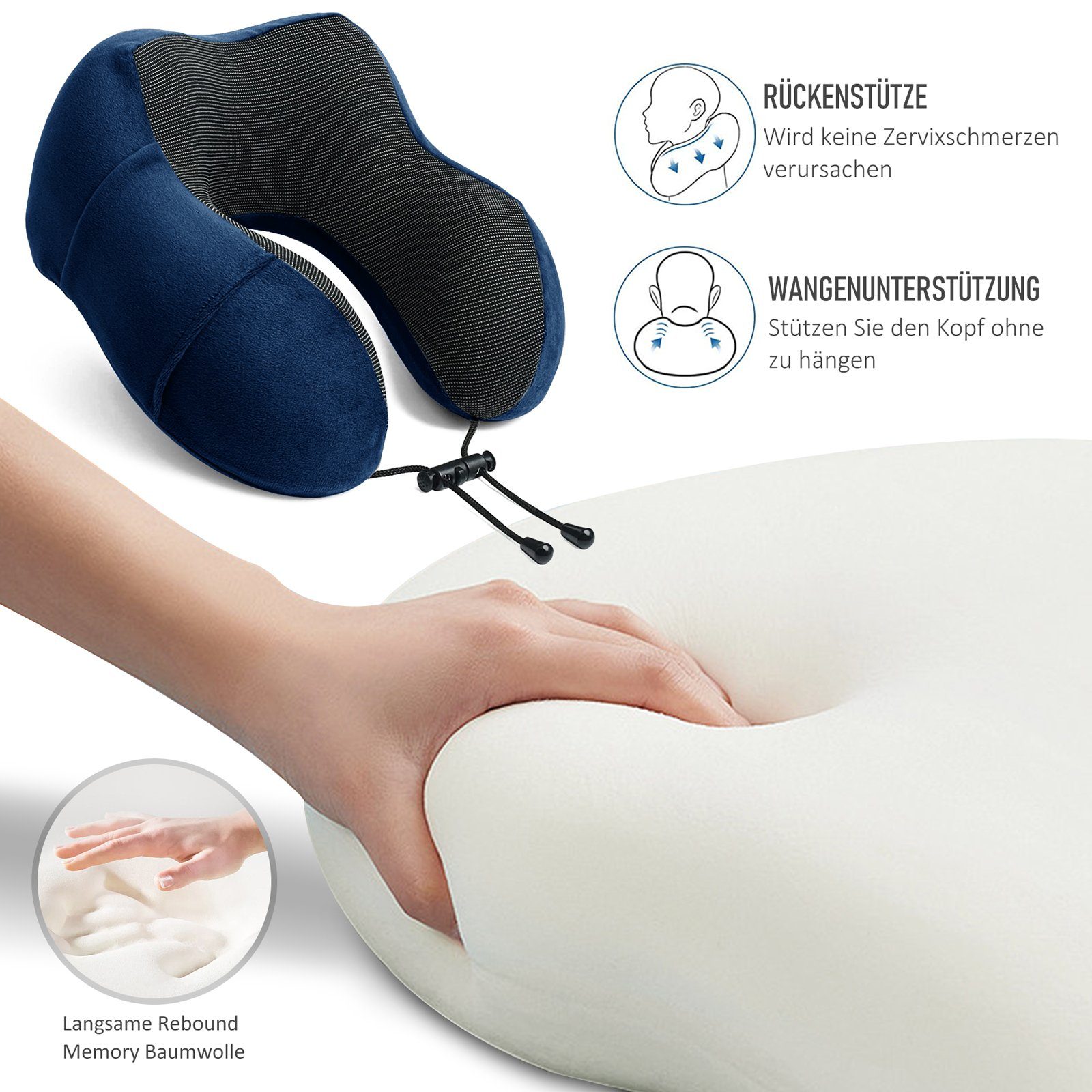 CALIYO Nackenkissen Nackenkissen, Nackenhörnchen Memory Foam, Ergonomisch Gestaltetes Reisekissen, Nackenkissen Reise