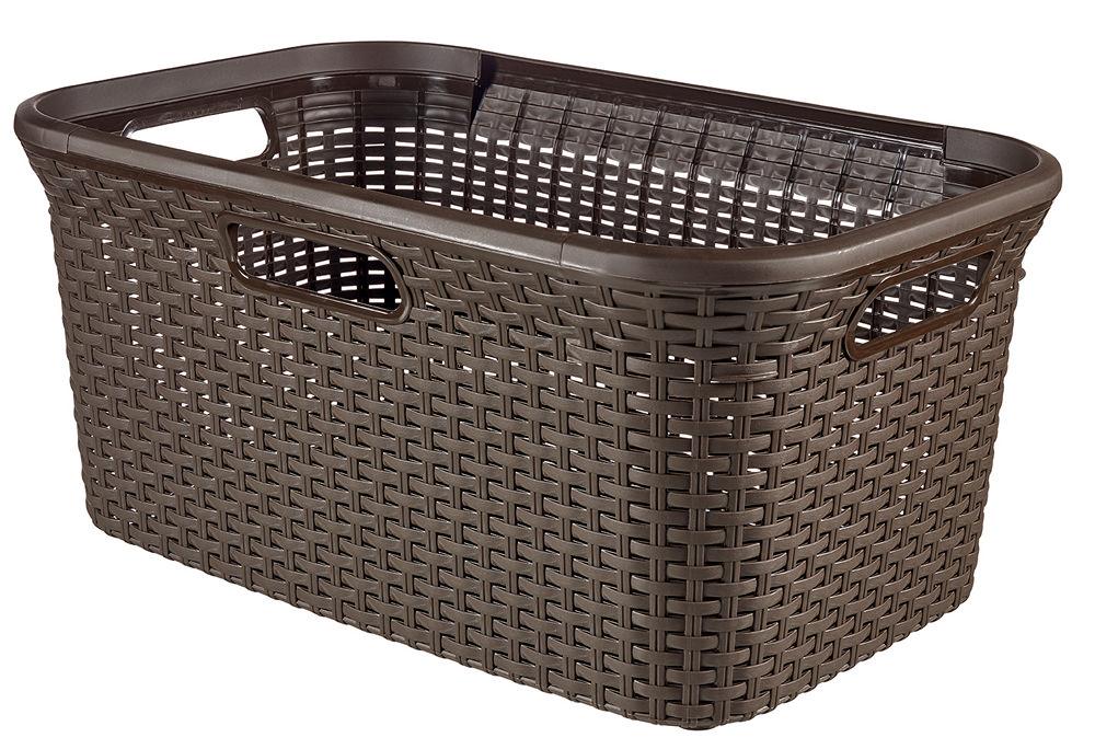 Curver 2-er Set STYLE Wäschebox 60L   Wäschekorb 45L dunkelbraun