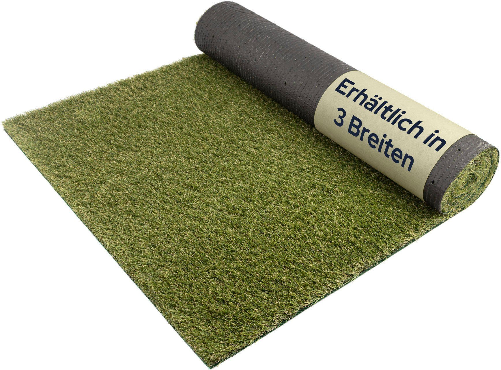 Kunstrasen ARIZONA, Primaflor-Ideen in Textil, rechteckig, Höhe: 37 mm, Drainagefunktion, strapazierfähig, UV-stabil, für Balkon & Terrasse
