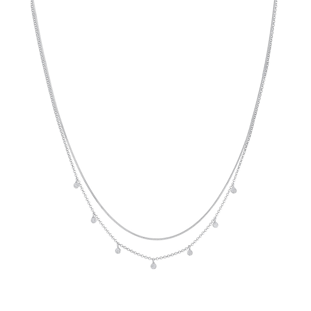 Elli Elli Collier Femmes Couches Plaquette Pendentif Martelé Tendance Blogueur en Arge collier